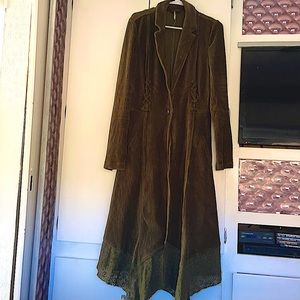 Free People Velvet Duster Olive Green Size M